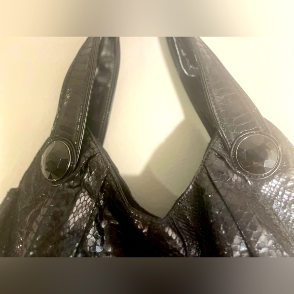 Express Faux snakeskin hobo bag. Color Black. Gently used, excellent condition! - Picture 3 of 3